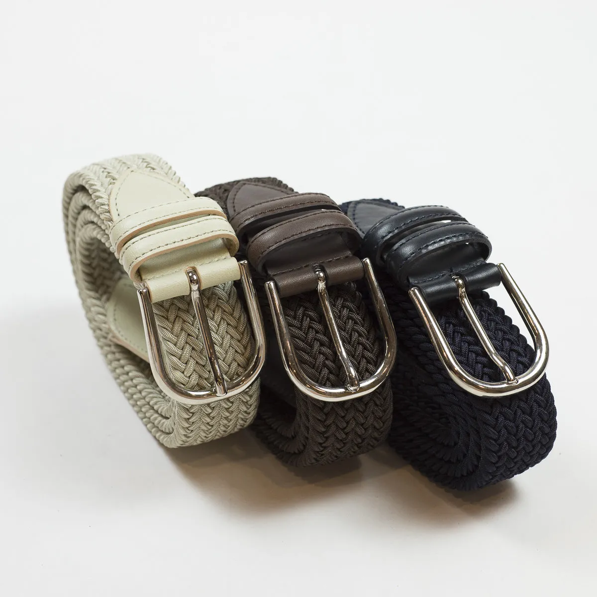 Navy "intreccio" elastic woven belt