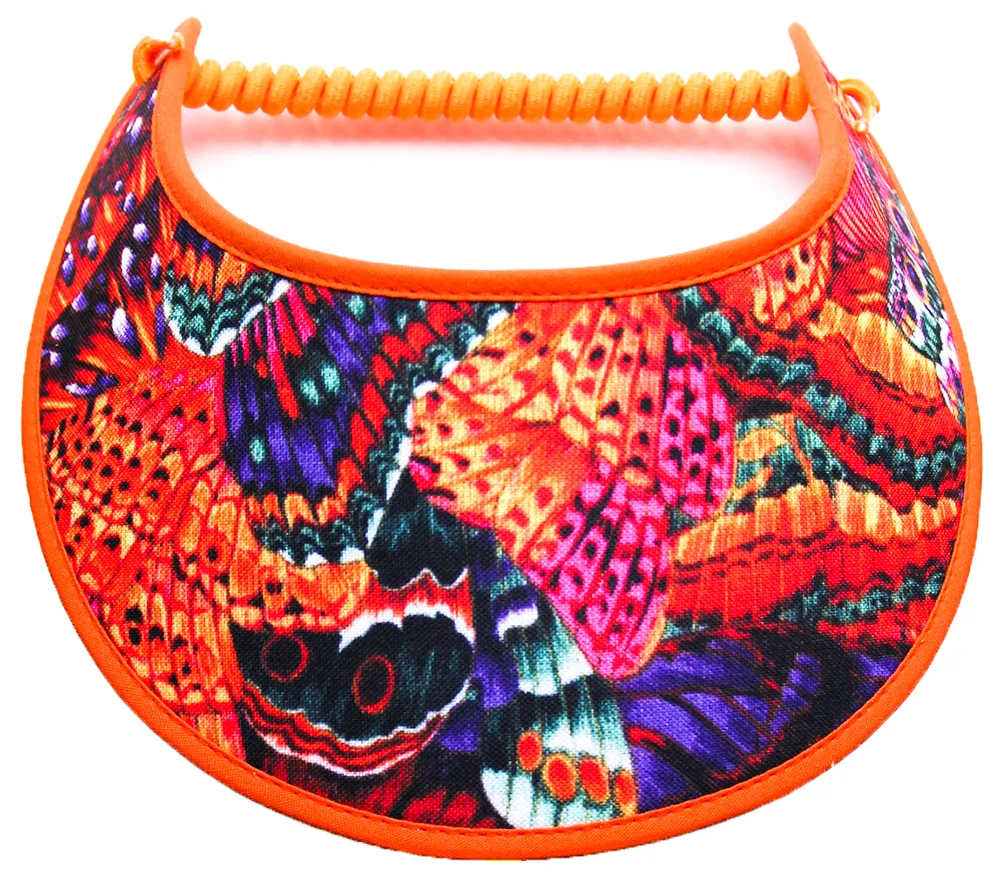 Orange Butterfly Wing Sun Visor with Pink and Purple Accents