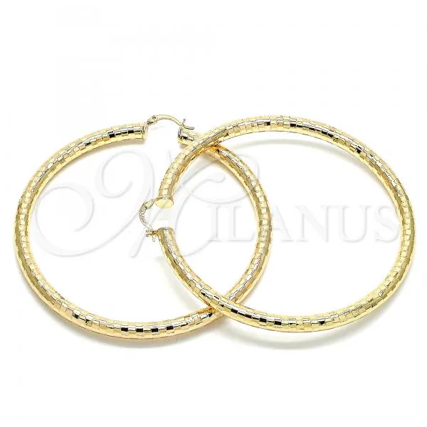 Oro Laminado Extra Large Hoop, Gold Filled Style Hollow Design, Diamond Cutting Finish, Golden Finish, 02.170.0308.80
