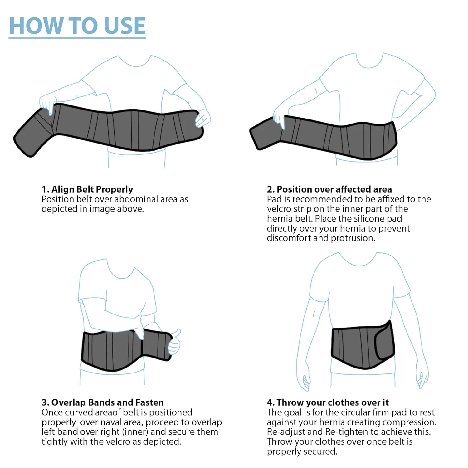 ORTONYX Ergonomic Umbilical Hernia Belt for Men and Women - Abdominal Support Binder with Compression Pad - Navel Ventral Epigastric Incisional and Belly Button Hernias Surgery Brace - OX353-L/XXL