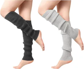 Passionbility 2 Pairs Leg Warmers for Women - Leg Warmers 80s Ribbed Knitted Long Socks for Party Sports