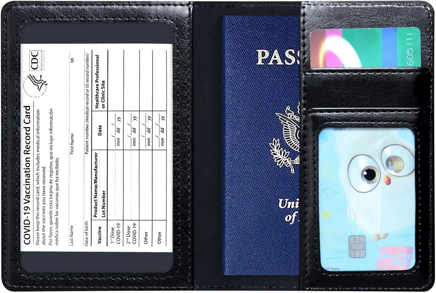 Passport Holder Cover Wallet Case RFID Blocking Leather Card Slot Travel Accessories Documents Organizer Protector for Women Men, Black