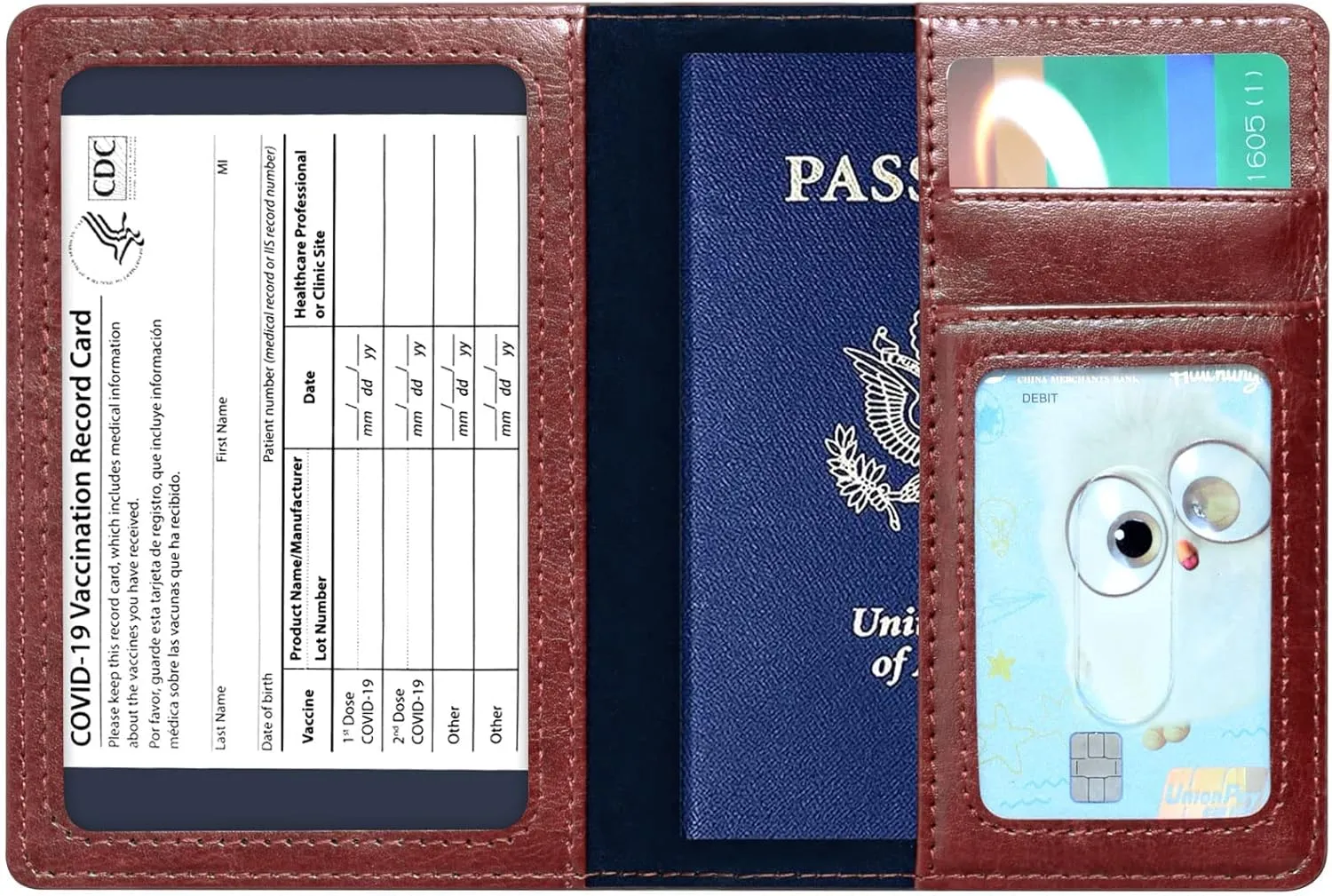 Passport Holder Cover Wallet Case RFID Blocking Leather Card Slot Travel Accessories Documents Organizer Protector for Women Men, Brown