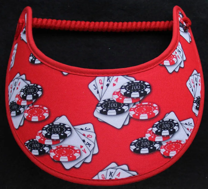Red Sun Visor with Chips and Cards, Red trim