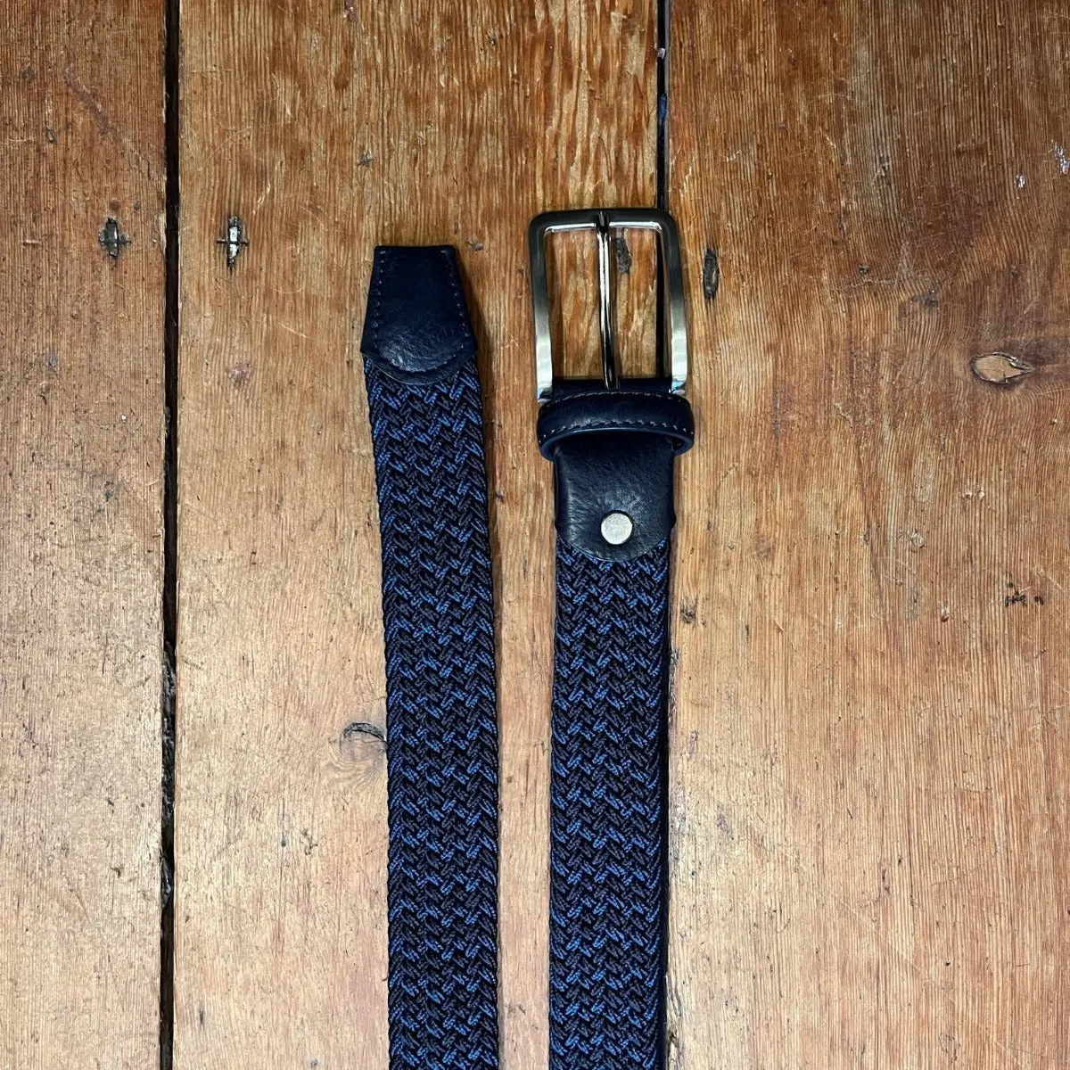 Regent -  Woven Elastic Belt -  Dark Navy & Navy woven