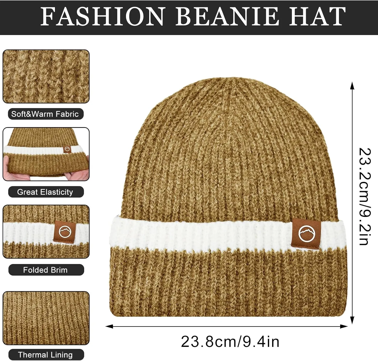 Rosoz Beanie Hats for Women Beanie Hats Warm Knit Thick Fleece Lined Skull Cap Gifts for Women