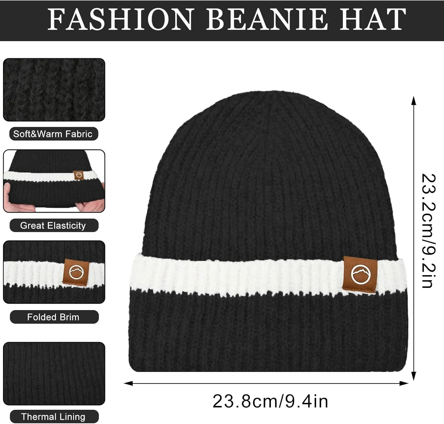 Rosoz Beanie Hats for Women Beanie Hats Warm Knit Thick Fleece Lined Skull Cap Gifts for Women