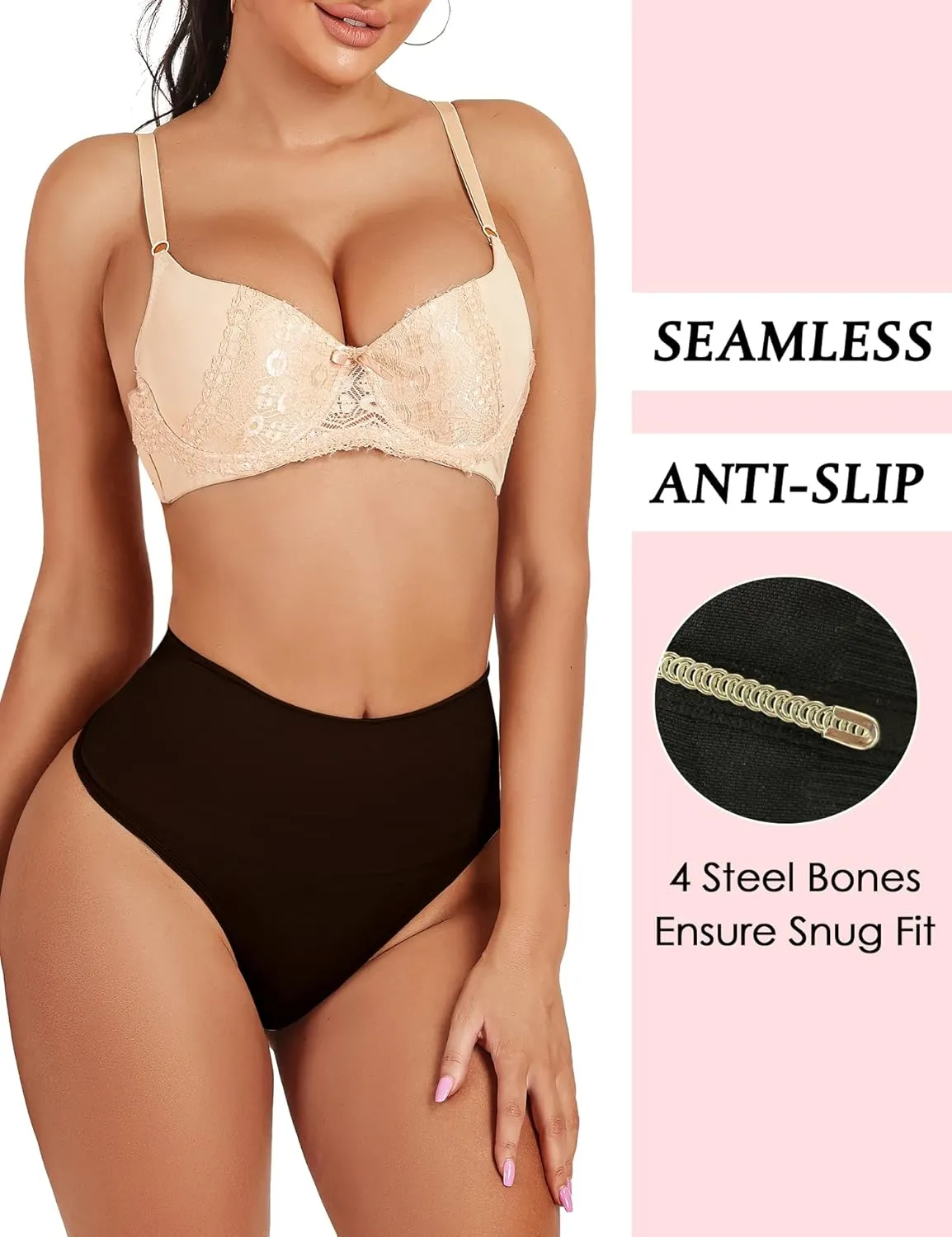 Seamless Thong Shapewear for Women Tummy Control Body Shaper Underwear Girdle High Waist Shaping Panties