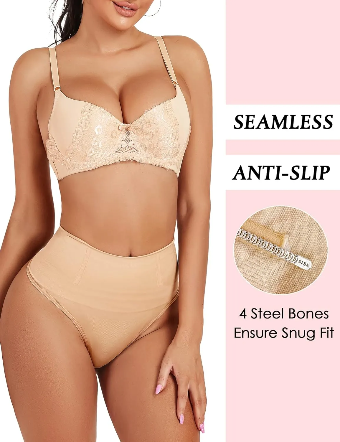 Seamless Thong Shapewear for Women Tummy Control Body Shaper Underwear Girdle High Waist Shaping Panties
