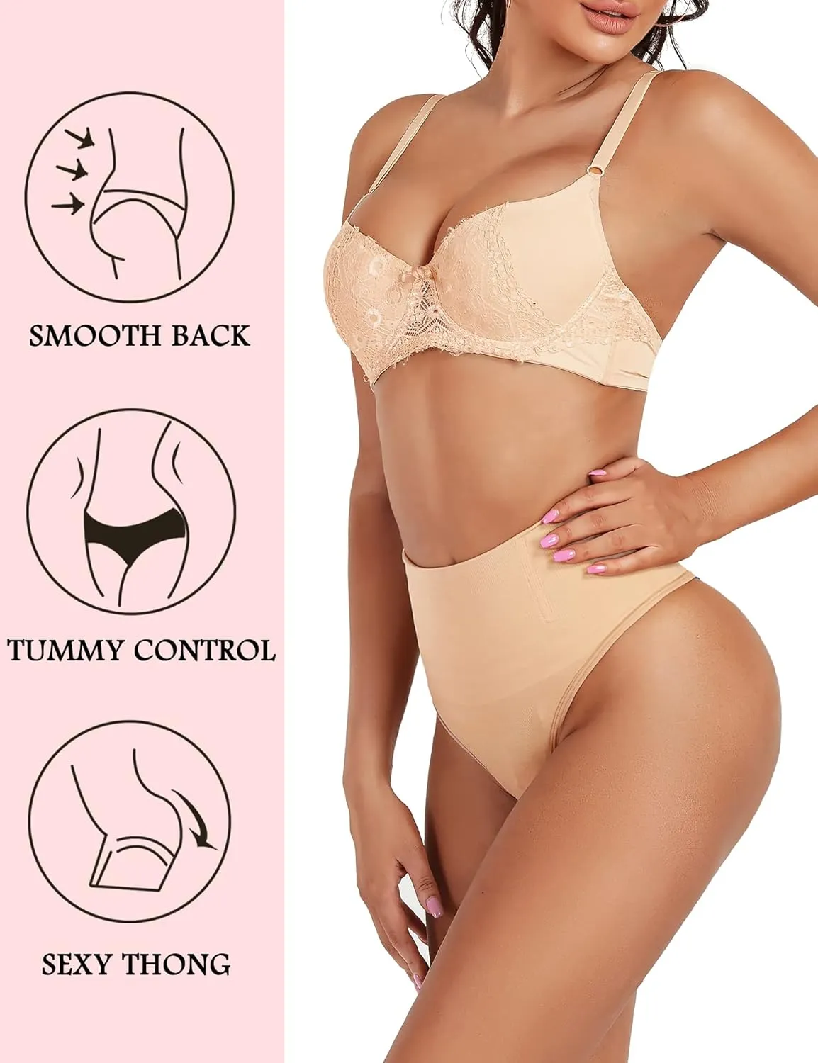 Seamless Thong Shapewear for Women Tummy Control Body Shaper Underwear Girdle High Waist Shaping Panties