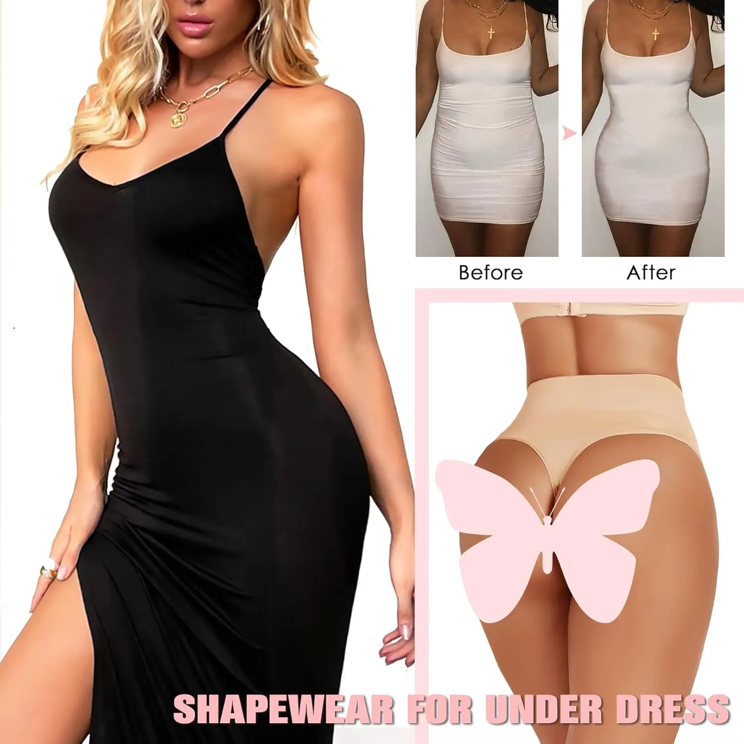 Seamless Thong Shapewear for Women Tummy Control Body Shaper Underwear Girdle High Waist Shaping Panties