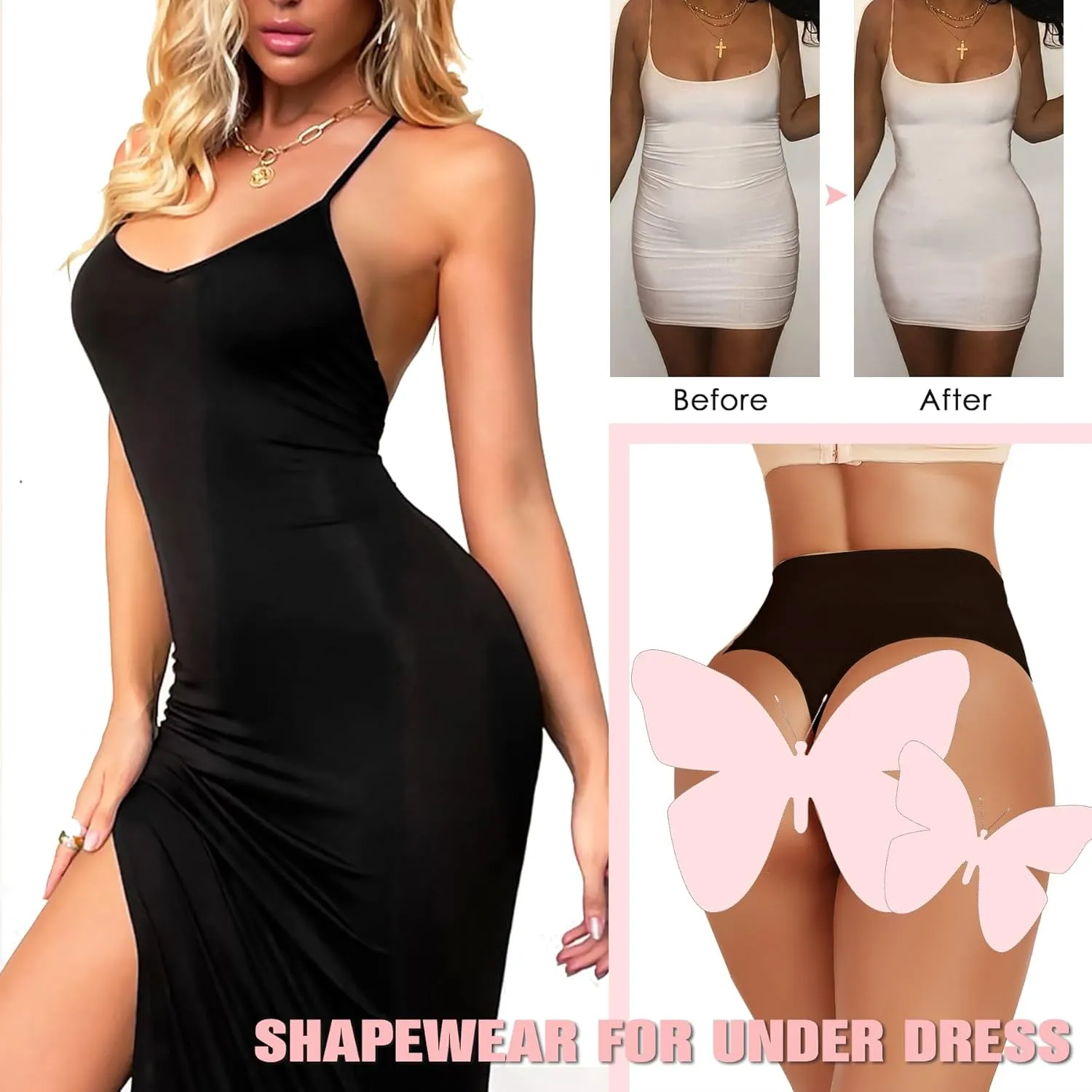 Seamless Thong Shapewear for Women Tummy Control Body Shaper Underwear Girdle High Waist Shaping Panties