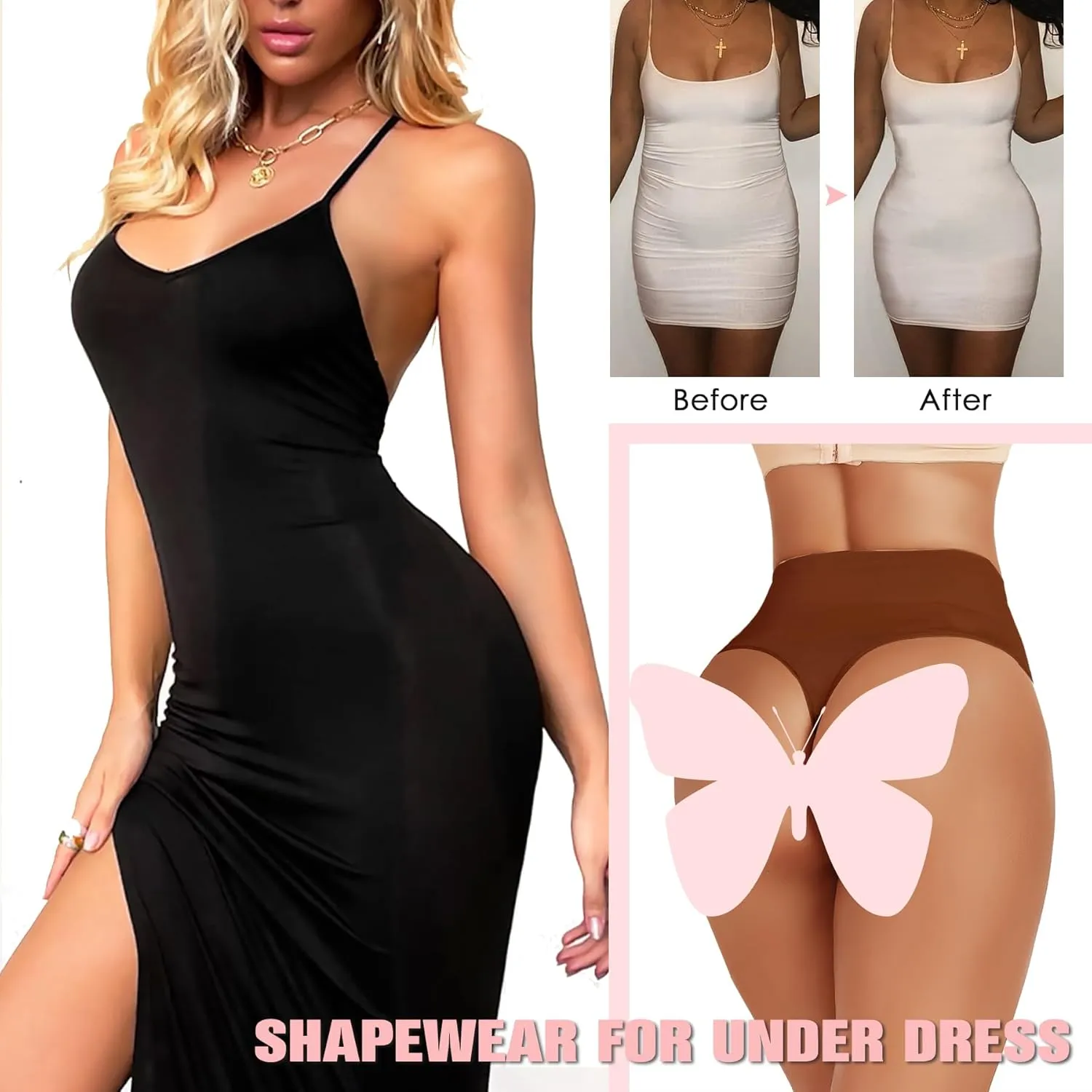 Seamless Thong Shapewear for Women Tummy Control Body Shaper Underwear Girdle High Waist Shaping Panties