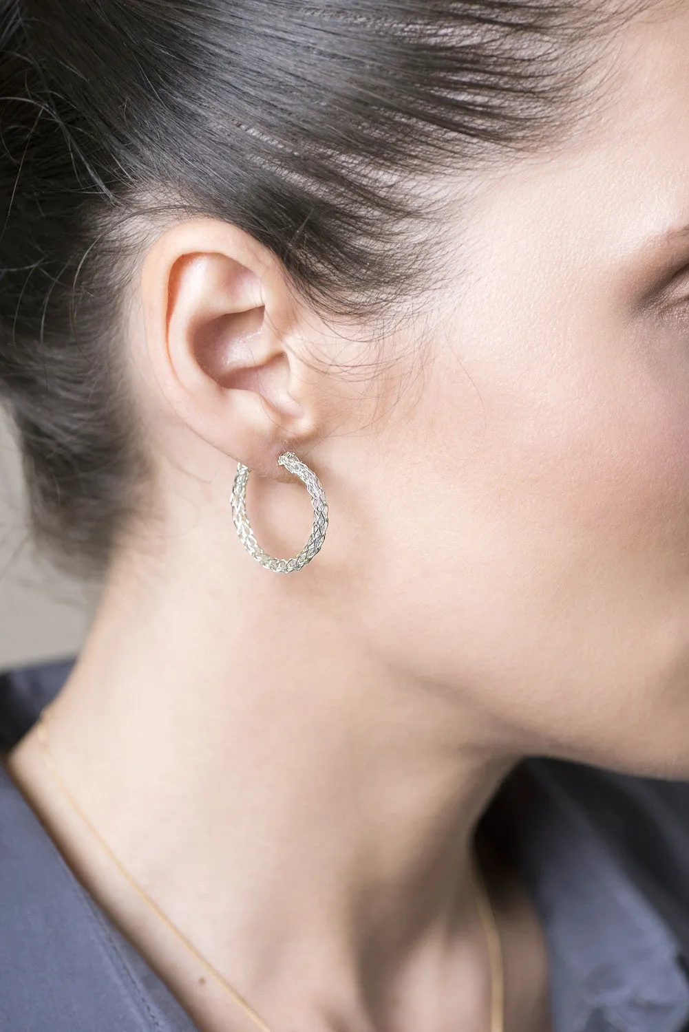 Silver hoop earrings , medium earrings