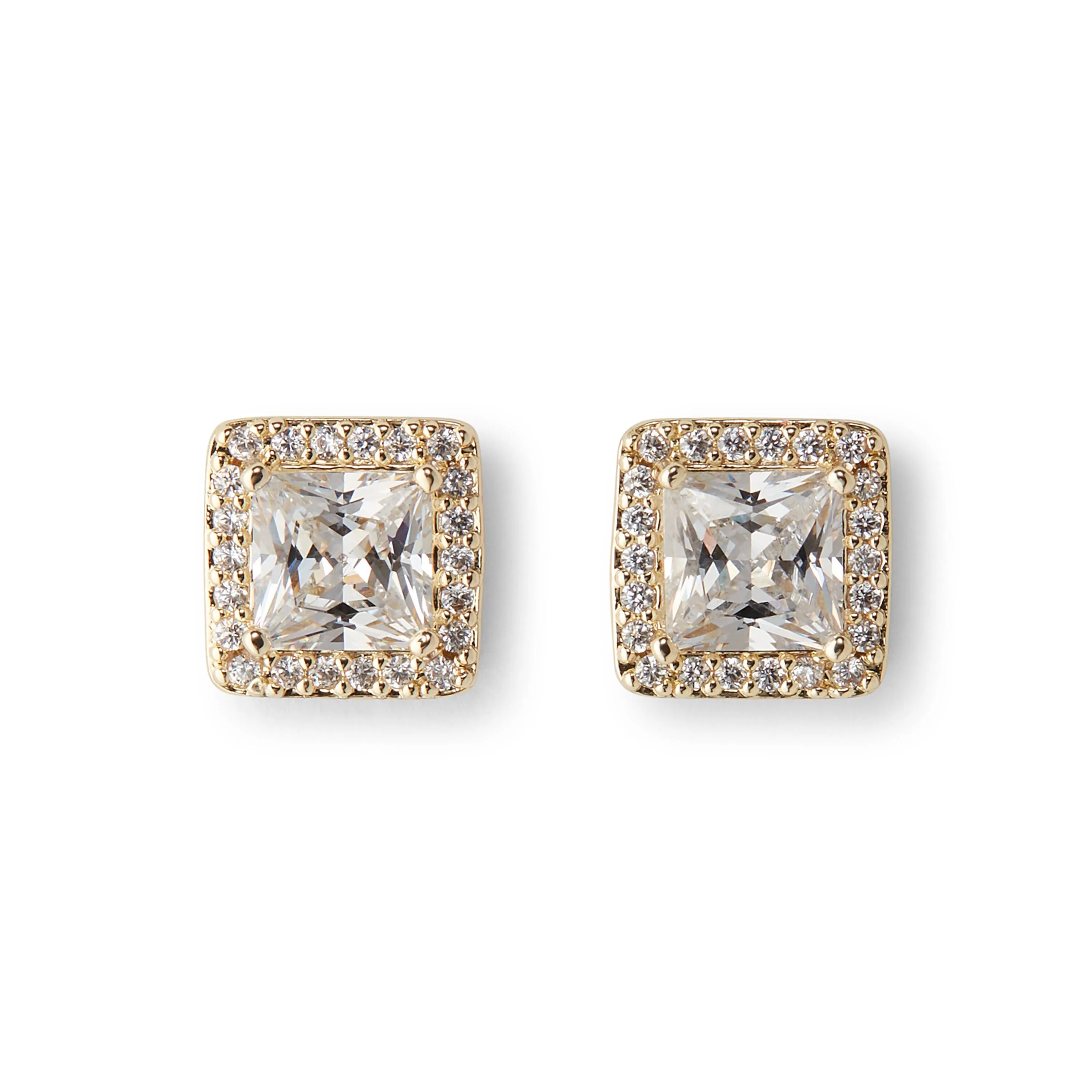 Square Kate Studs in Gold & Clear