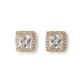 Square Kate Studs in Gold & Clear