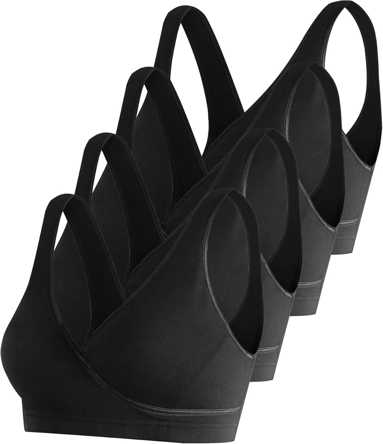 SUIEK 4 Pack Nursing Sleep Bra Maternity Bralette Breastfeeding Comfort Cotton Bras