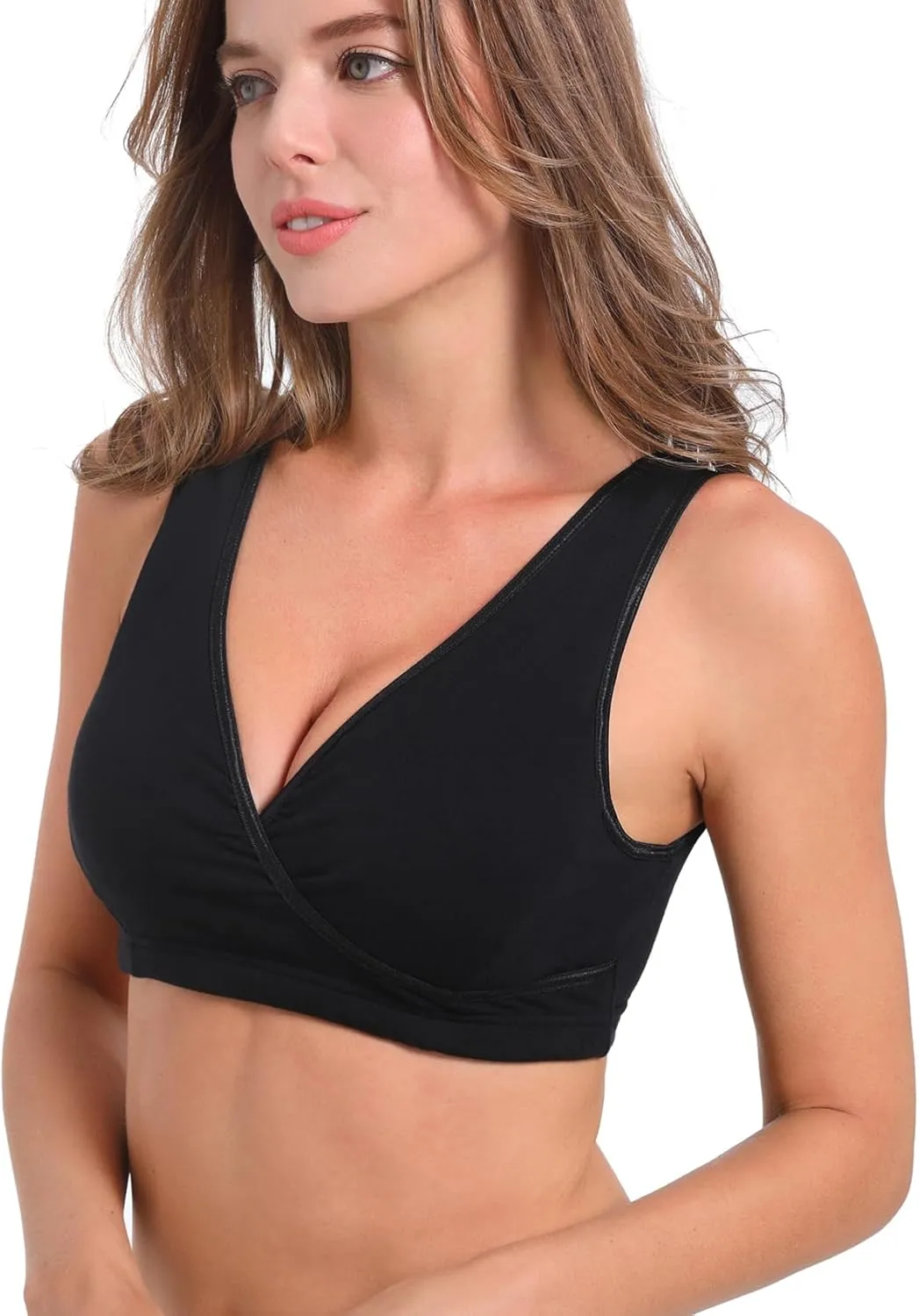 SUIEK 4 Pack Nursing Sleep Bra Maternity Bralette Breastfeeding Comfort Cotton Bras