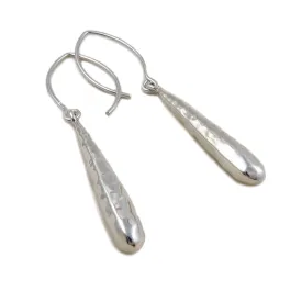 Threader 925 Sterling Silver Hammered Drop Earrings
