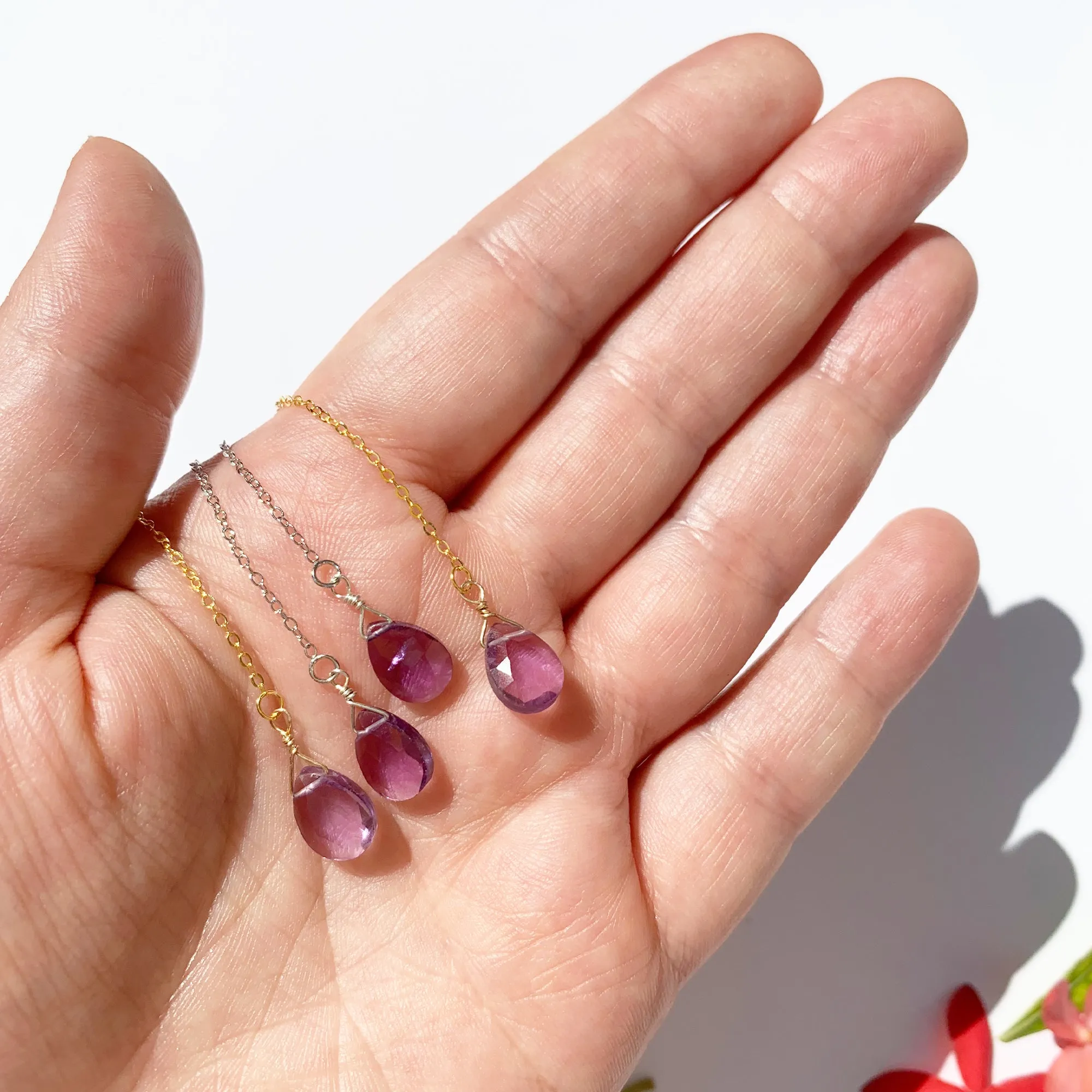 Threader Amethyst Earrings