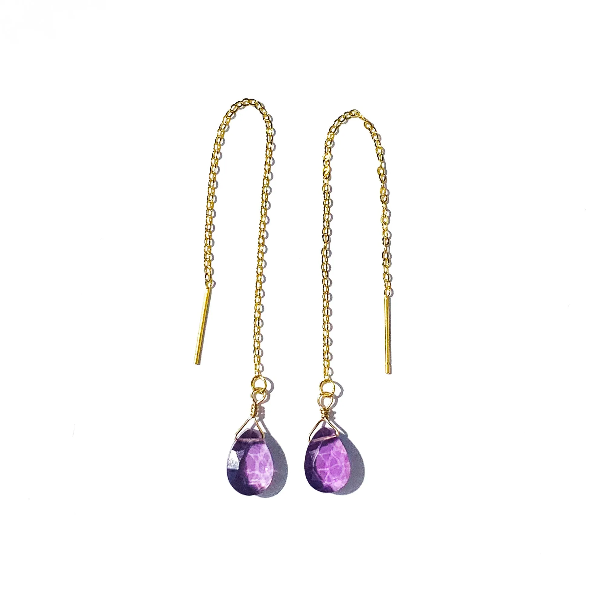 Threader Amethyst Earrings