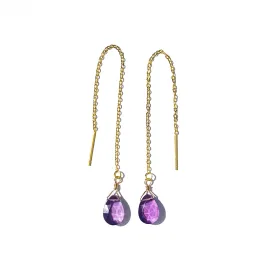Threader Amethyst Earrings