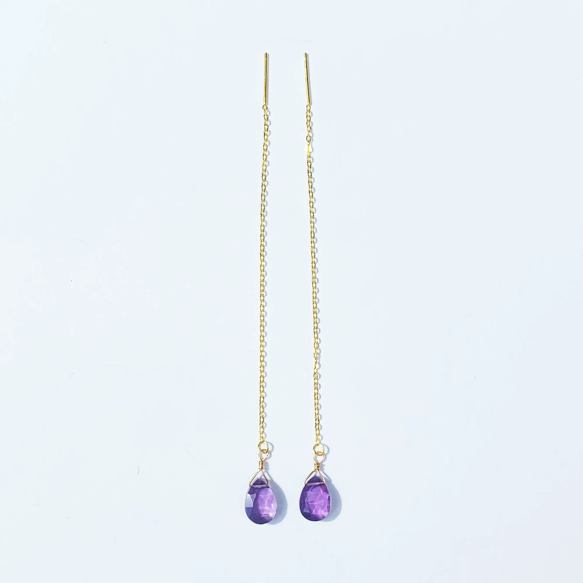 Threader Amethyst Earrings