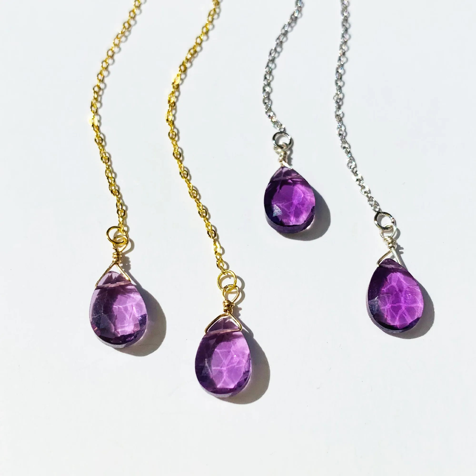 Threader Amethyst Earrings