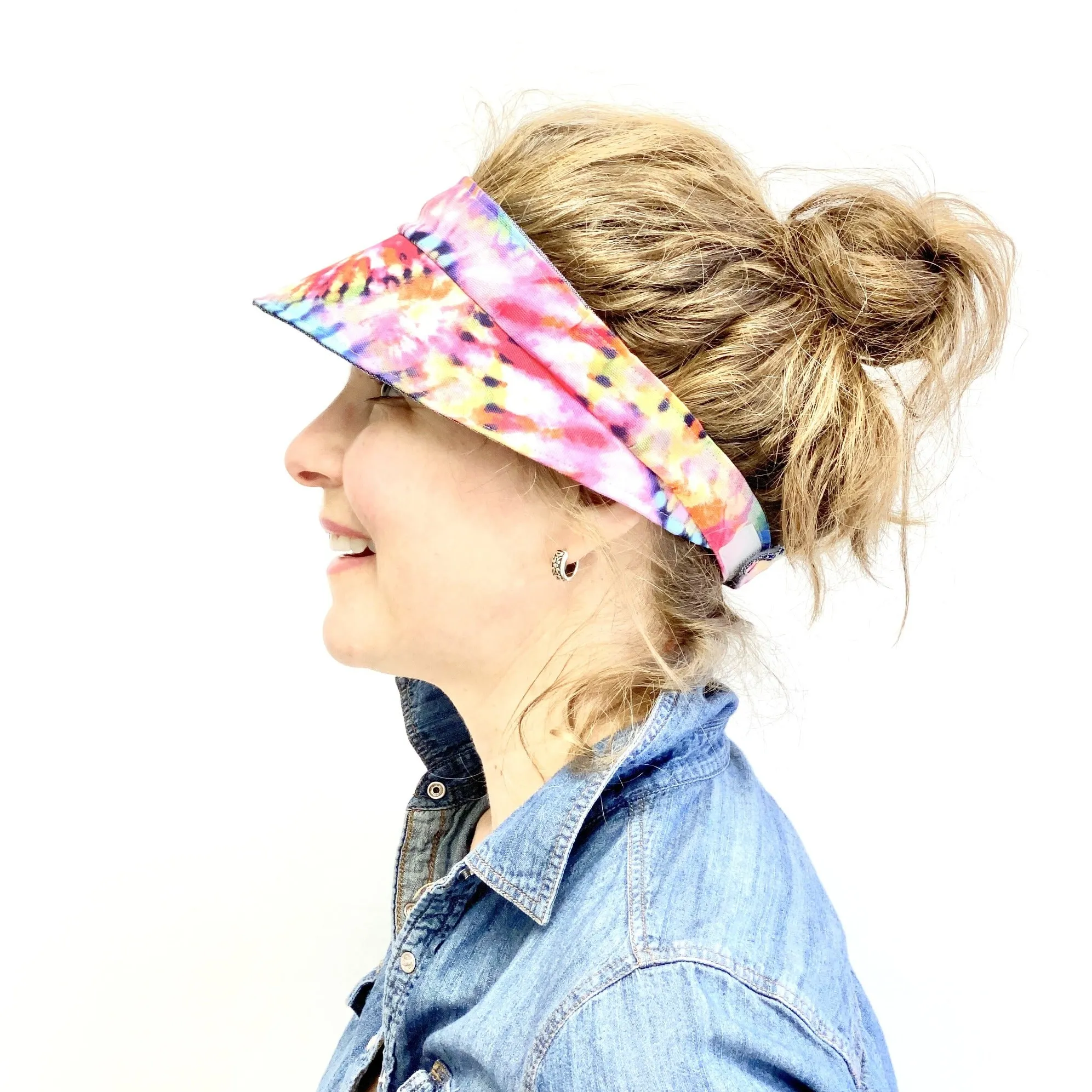 Tie-Dye Women's Summer Visor, Reversible Visor, Large Visor, Color Choices