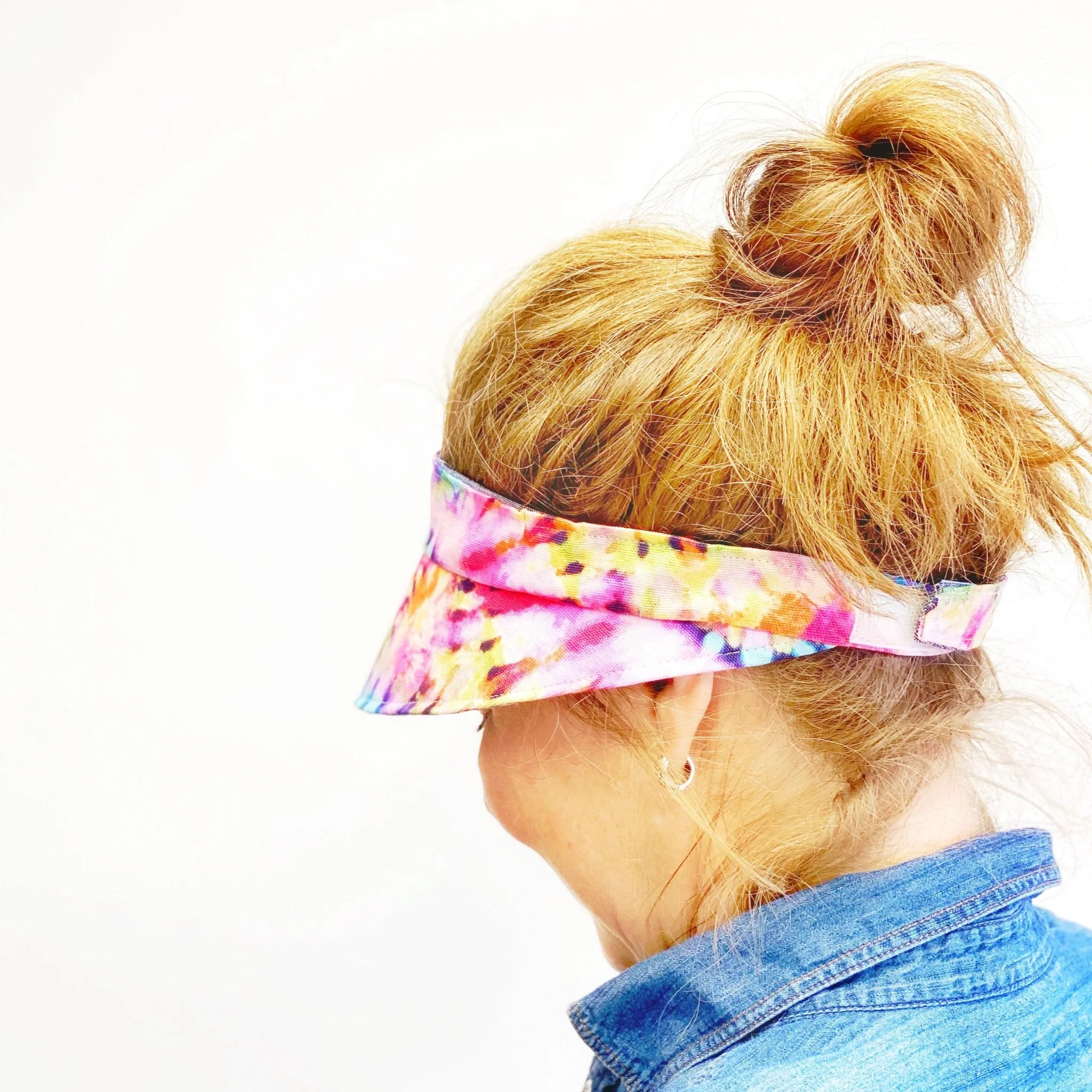 Tie-Dye Women's Summer Visor, Reversible Visor, Large Visor, Color Choices