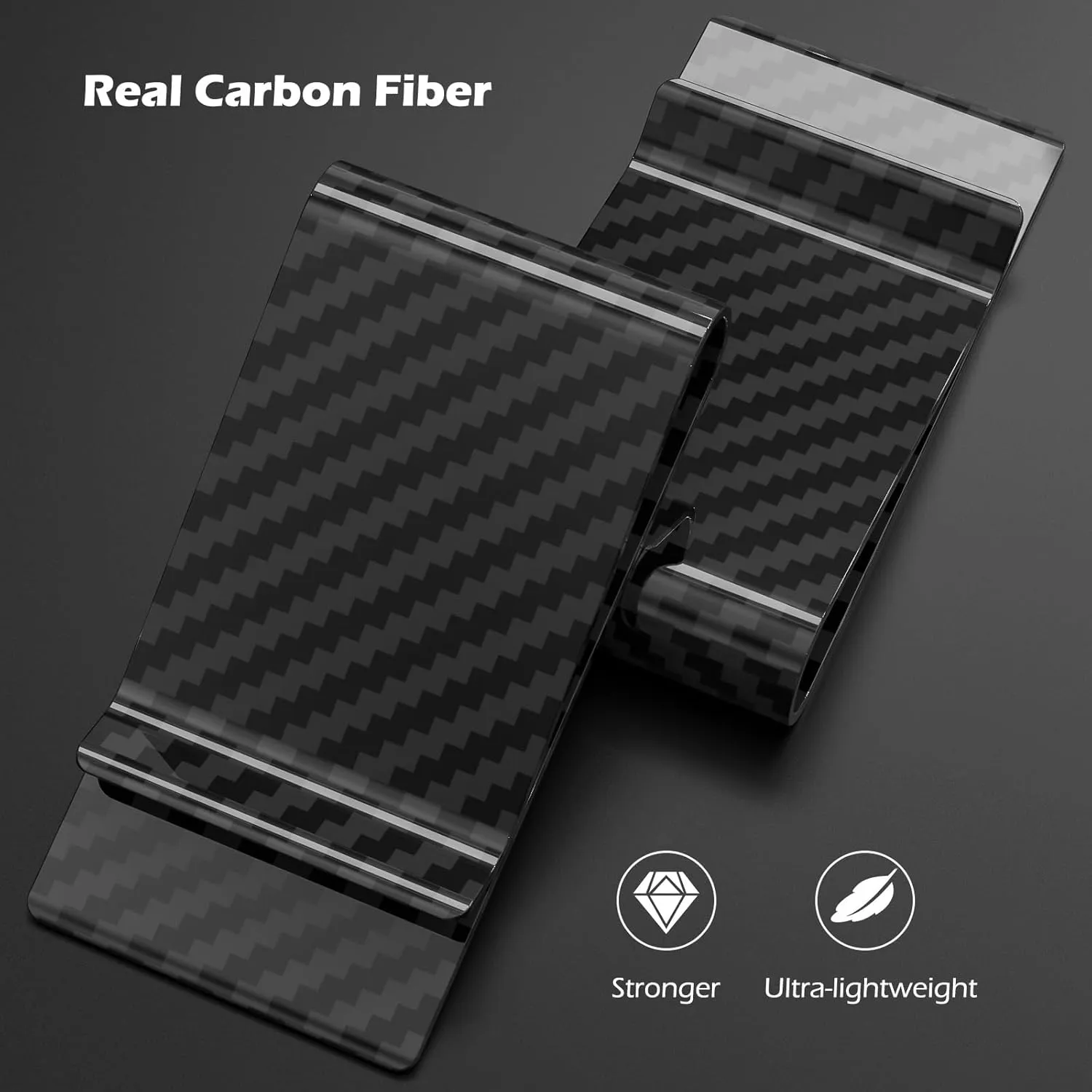 Travelambo Carbon Fiber Money Clip Front Pocket Wallet Minimalist Wallet Slim Wallet Credit Card Holder