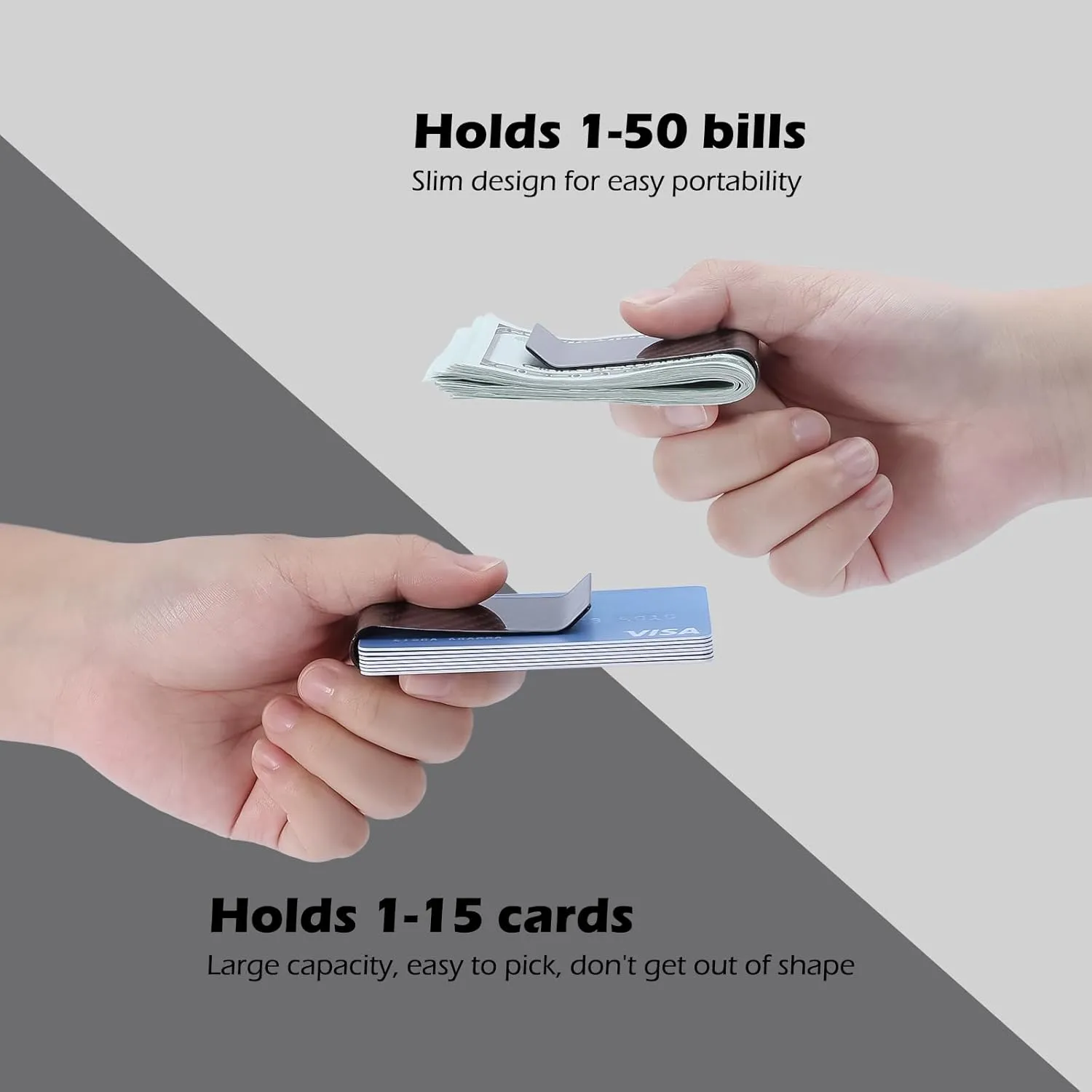Travelambo Carbon Fiber Money Clip Front Pocket Wallet Minimalist Wallet Slim Wallet Credit Card Holder