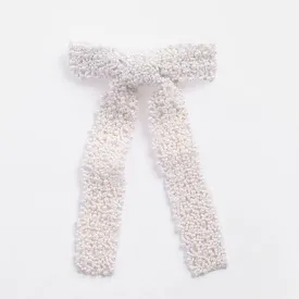White Beads Bow Hair Clip