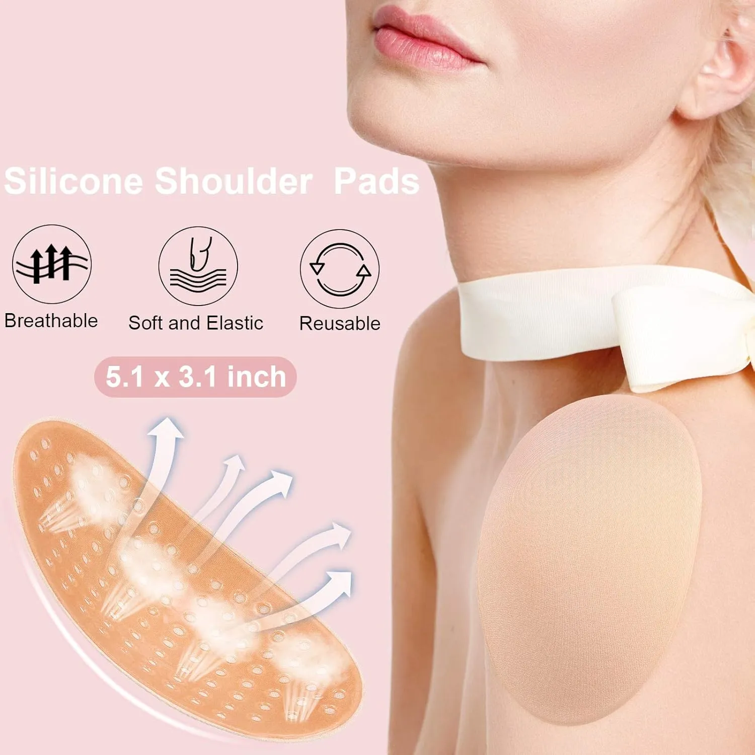 WILLBOND 4 Pairs Women Shoulder Pads Push up Soft Adhesive Silicone Anti Slip Enhancer Shoulder Pads for Women Clothing(Black, Flesh Color, Transparent, Transparent Flesh Color)