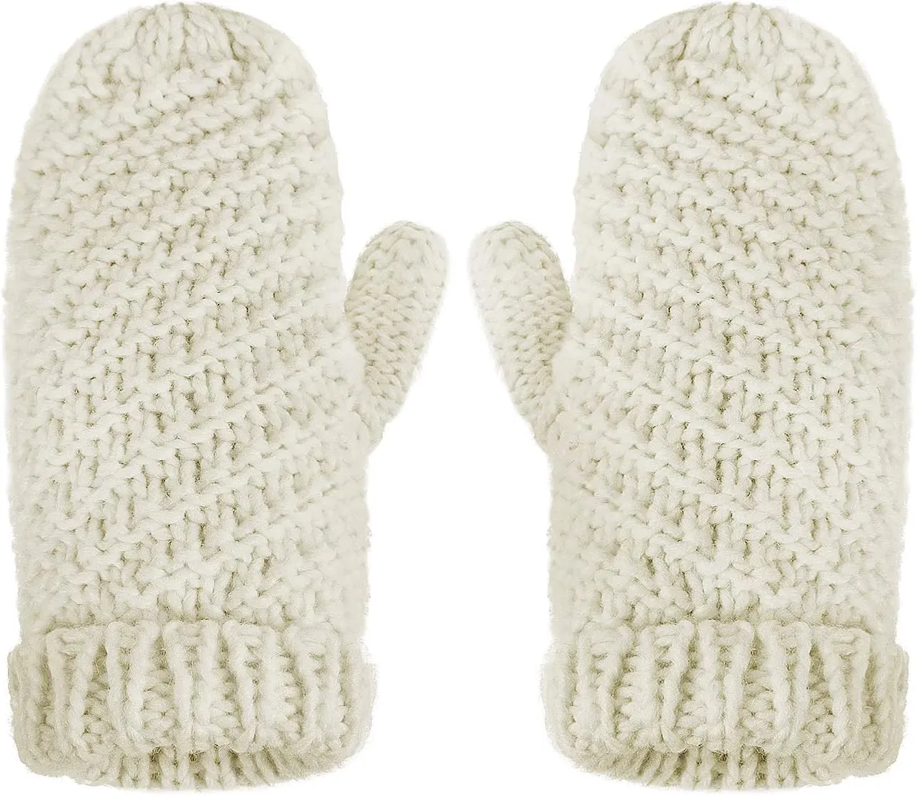 Women Men Winter Knit Mitten Gloves Thermal Fleece Lined Mittens Full Finger Hand Warmer Cold Weather Gloves