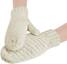 Women Men Winter Knit Mitten Gloves Thermal Fleece Lined Mittens Full Finger Hand Warmer Cold Weather Gloves