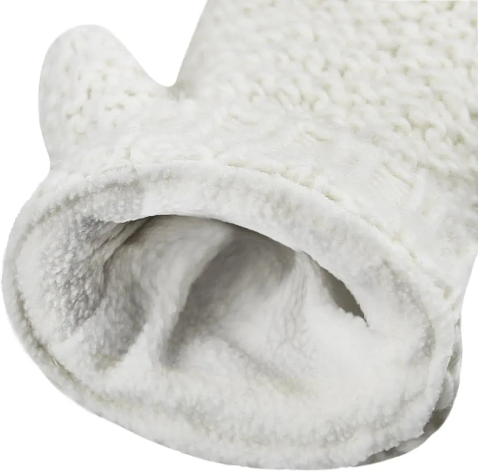 Women Men Winter Knit Mitten Gloves Thermal Fleece Lined Mittens Full Finger Hand Warmer Cold Weather Gloves