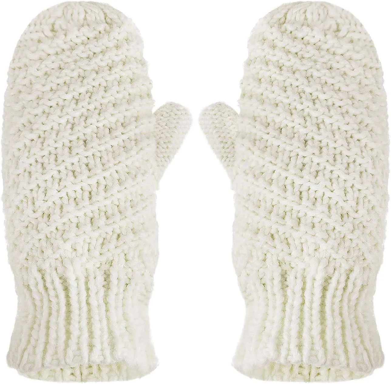 Women Men Winter Knit Mitten Gloves Thermal Fleece Lined Mittens Full Finger Hand Warmer Cold Weather Gloves