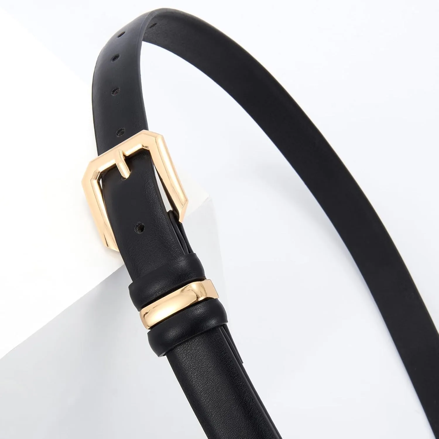 XZQTIVE Women Leather Belt for Jeans Pants Dresses Fashion Ladies Skinny Leather Belt with Silver Buckle