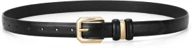 XZQTIVE Women Leather Belt for Jeans Pants Dresses Fashion Ladies Skinny Leather Belt with Silver Buckle