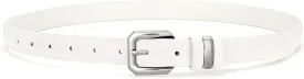 XZQTIVE Women Leather Belt for Jeans Pants Dresses Fashion Ladies Skinny Leather Belt with Silver Buckle