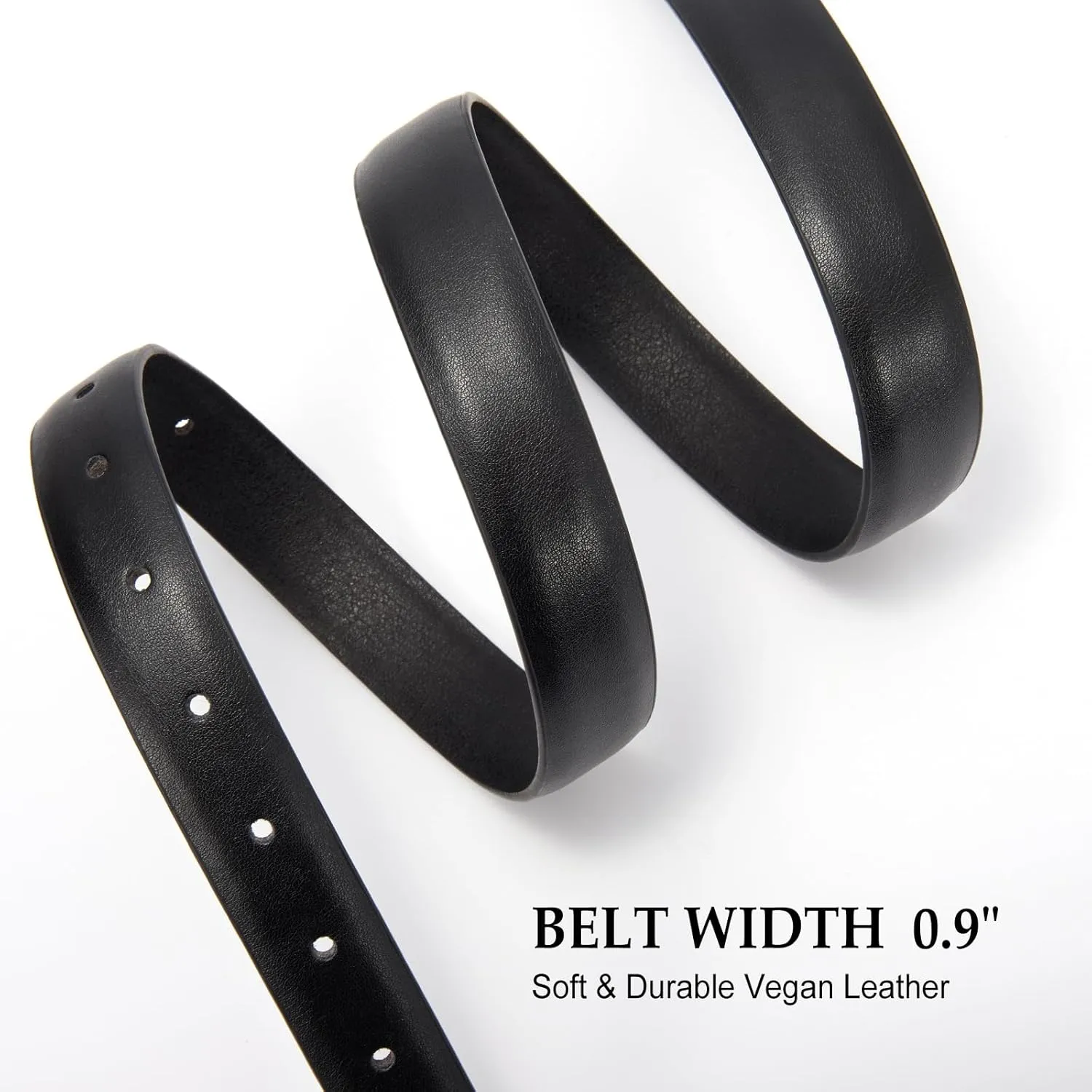 XZQTIVE Women Leather Belt for Jeans Pants Dresses Fashion Ladies Skinny Leather Belt with Silver Buckle
